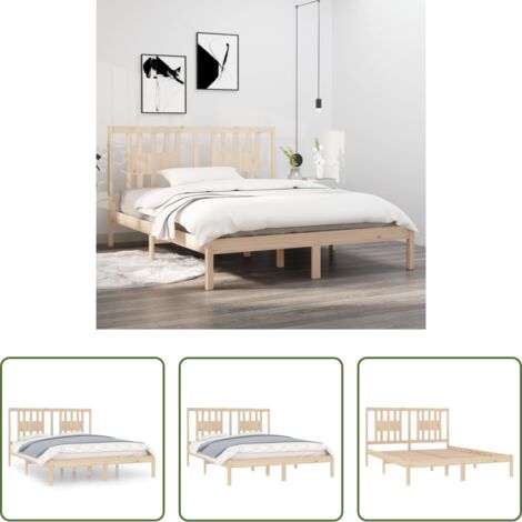 Estructura de cama -  Estructura de cama de madera maciza de pino 160x200 cm
