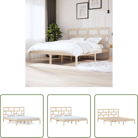 Estructura de cama -  Estructura de cama de madera maciza de pino 160x200 cm