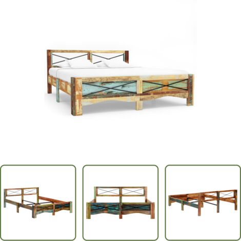 Estructura de cama -  Estructura de cama de madera maciza reciclada 160x200 cm