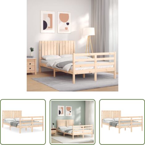 Estructura de cama -  Estructura de cama de matrimonio con cabecero madera maciza