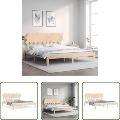 Estructura de cama -  Estructura de cama de matrimonio con cabecero madera maciza