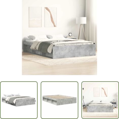 Estructura de cama -  Estructura de cama de matrimonio gris cemento 135x190 cm