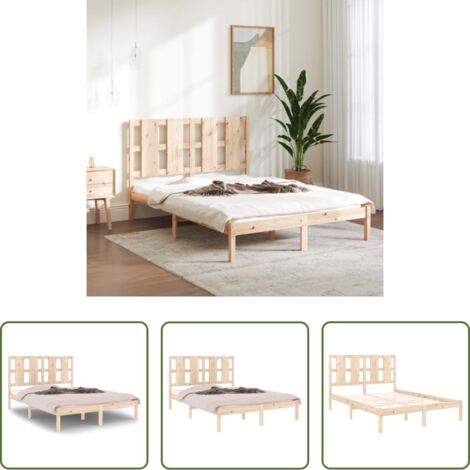 Estructura de cama -  Estructura de cama de matrimonio madera maciza 135x190 cm