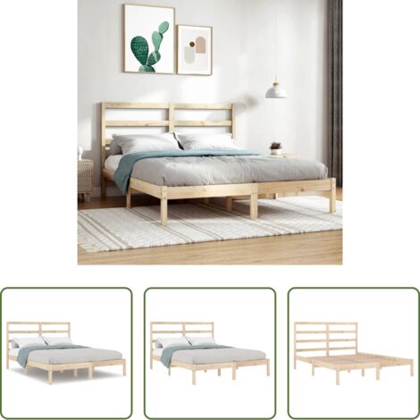 Estructura de cama -  Estructura de cama de matrimonio madera maciza 135x190 cm