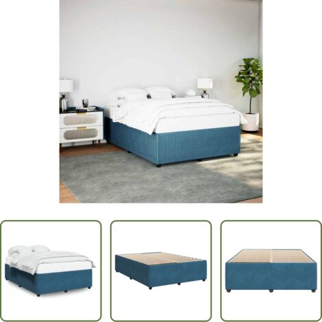 Estructura de cama -  Estructura de cama de terciopelo azul 140x200 cm