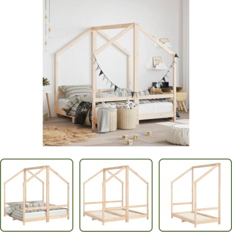 Estructura de cama -  Estructura de cama deniños madera maciza de pino 2x(70x140) cm