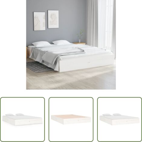 Estructura de cama -  Estructura de cama doble sin colchón madera blanco 135x190 cm