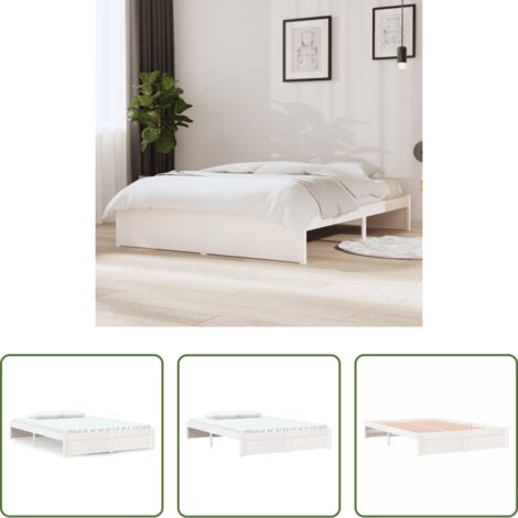 Estructura de cama -  Estructura de cama doble sin colchón madera blanco 135x190 cm