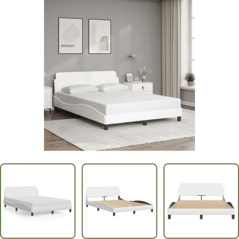 Estructura de cama -  Estructura de cama Dover cuero sintético blanco 140x190cm