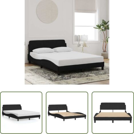 Estructura de cama -  Estructura de cama Dover terciopelo negro 140x200 cm