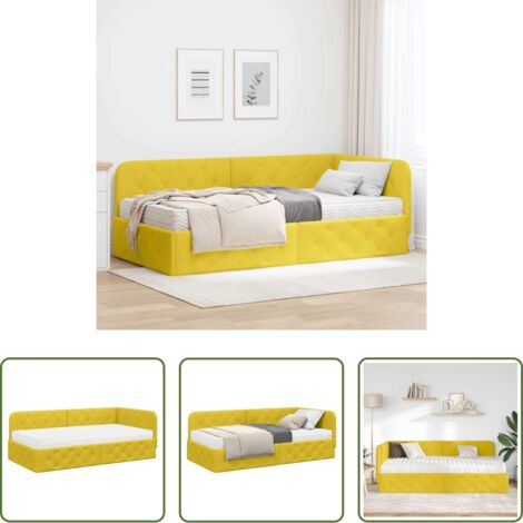 Estructura de cama -  Estructura de cama en esquina Amarillo 100 x 200 cm Terciopelo