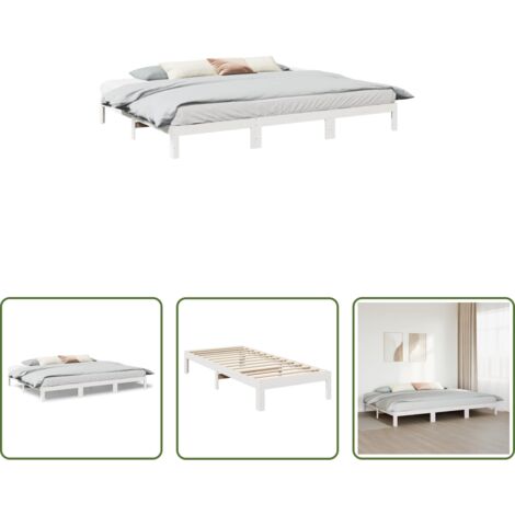 Estructura de cama -  Estructura de cama familiar sin colchón blanco 270x200 cm