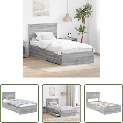 Estructura de cama -  Estructura de cama Gris Sonoma 90 x 200 cm Madera de ingeniería