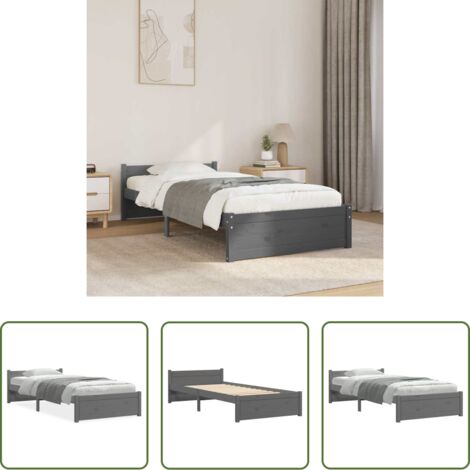 Estructura de cama -  Estructura de cama individual sin colchón madera gris 75x190 cm