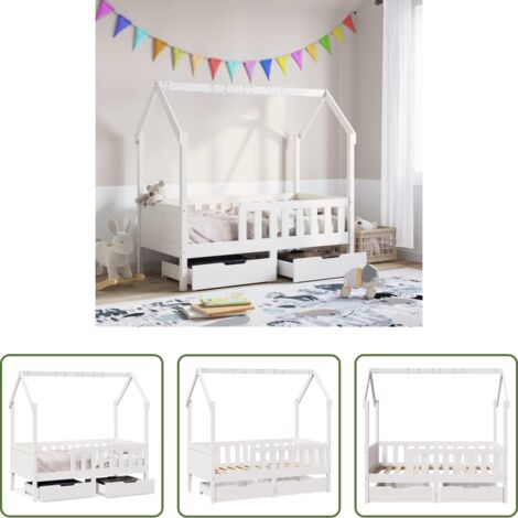 Estructura de cama -  Estructura de cama infantil con cajones madera de pino 80x170cm