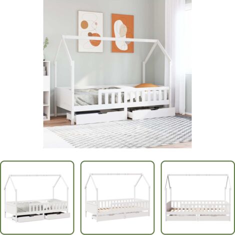 Estructura de cama -  Estructura de cama infantil con cajones madera pino 90x190 cm