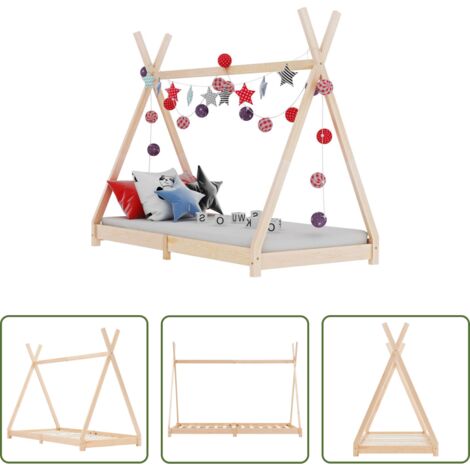 Estructura de cama -  Estructura de cama infantil de madera maciza de pino 90x200 cm