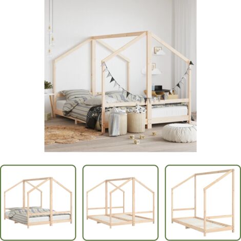 Estructura de cama -  Estructura de cama infantil madera maciza de pino 2x(80x200) cm