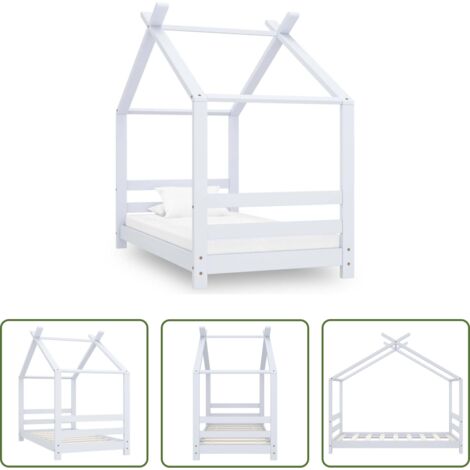 Estructura de cama -  Estructura de cama infantil madera maciza pino blanco 70x140 cm