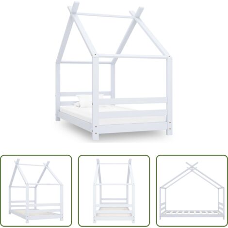 Estructura de cama -  Estructura de cama infantil madera maciza pino blanco 80x160 cm