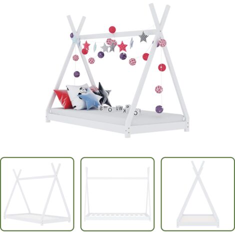 Estructura de cama -  Estructura de cama infantil madera maciza pino blanco 80x160 cm