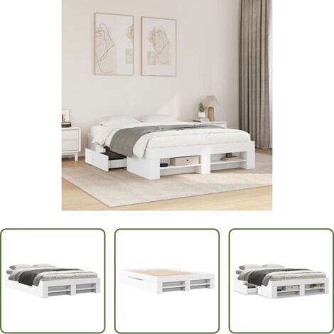 Estructura de cama -  Estructura de cama madera de ingeniería blanca 135x190 cm