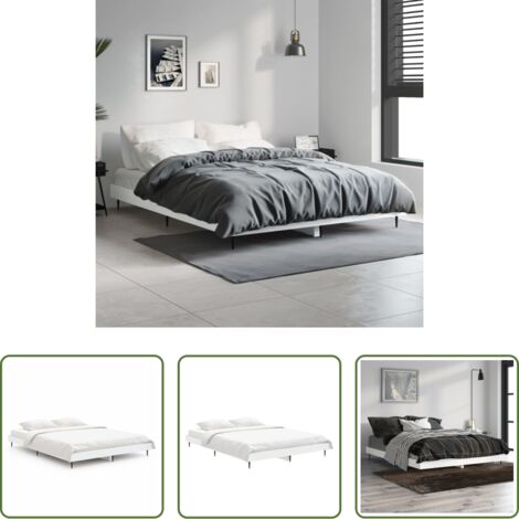 Estructura de cama -  Estructura de cama madera de ingeniería blanca 135x190 cm