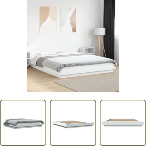 Estructura de cama -  Estructura de cama madera de ingeniería blanca 160x200 cm