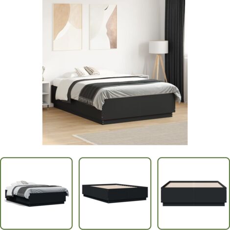 Estructura de cama -  Estructura de cama madera de ingeniería negra 135x190 cm