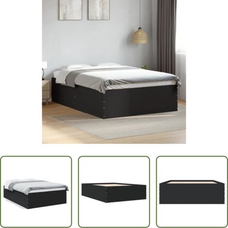 Estructura de cama -  Estructura de cama madera de ingeniería negra 135x190 cm