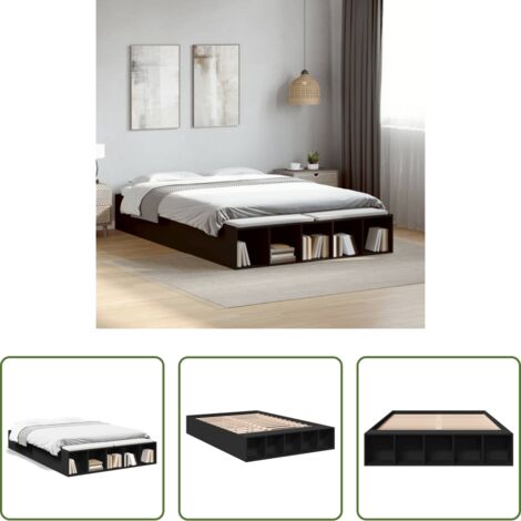 Estructura de cama -  Estructura de cama madera de ingeniería negra 135x190 cm
