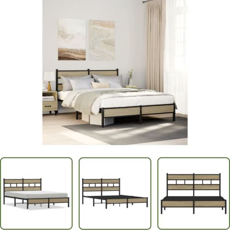 Estructura de cama -  Estructura de cama madera de ingeniería roble Sonoma 160x200 cm