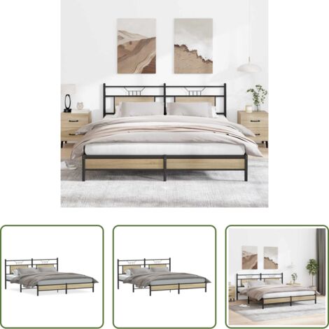 Estructura de cama -  Estructura de cama madera de ingeniería roble Sonoma 160x200 cm