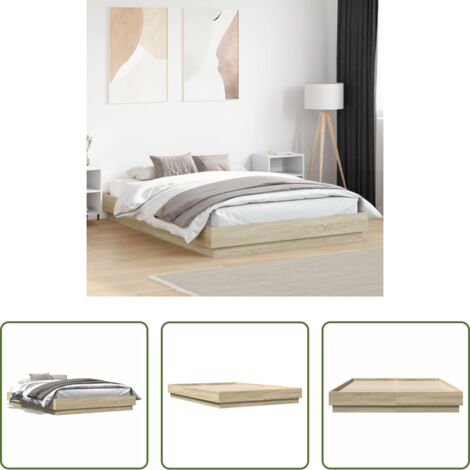 Estructura de cama -  Estructura de cama madera de ingeniería roble Sonoma 160x200 cm