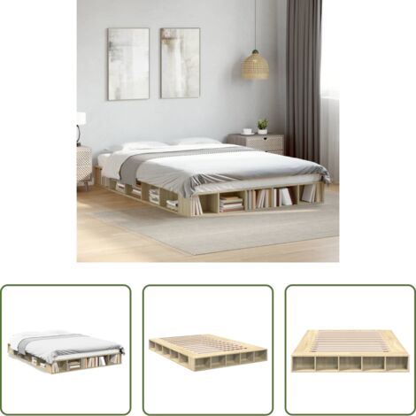 Estructura de cama -  Estructura de cama madera de ingeniería roble Sonoma 160x200 cm