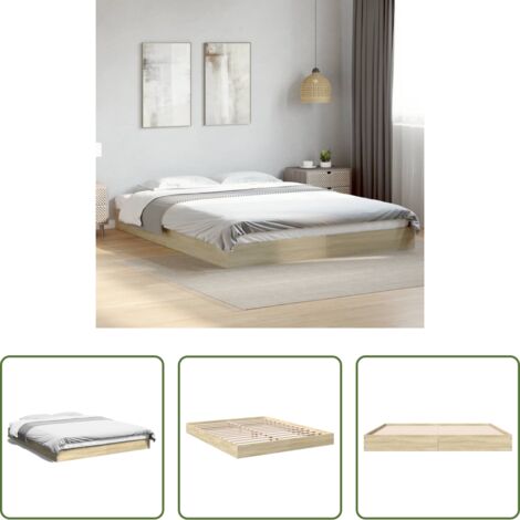 Estructura de cama -  Estructura de cama madera de ingeniería roble Sonoma 160x200 cm