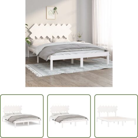 Estructura de cama -  Estructura de cama madera maciza blanco 140x200 cm