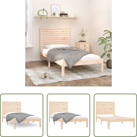 Estructura de cama -  Estructura de cama madera maciza de pino 90x200 cm