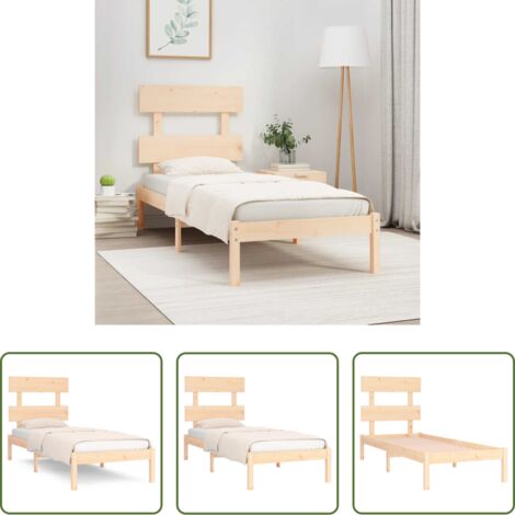 Estructura de cama -  Estructura de cama madera maciza de pino 90x200 cm