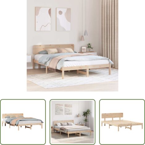 Estructura de cama -  Estructura de cama Natural 150 x 200 cm Madera de pino macizo