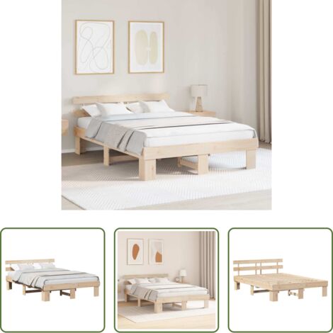 Estructura de cama -  Estructura de cama Natural 150 x 200 cm Madera de pino macizo
