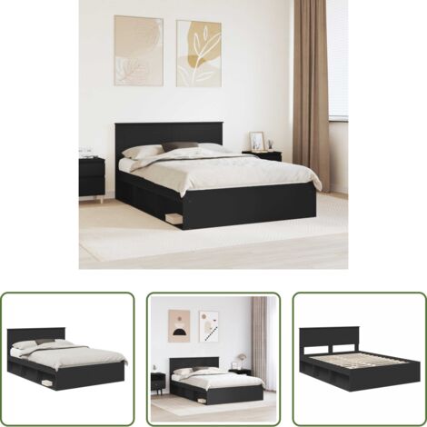 Estructura de cama -  Estructura de cama Negro 160 x 200 cm Madera de ingeniería