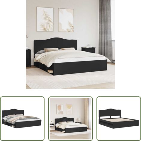 Estructura de cama -  Estructura de cama Negro 200 x 200 cm Madera de pino macizo
