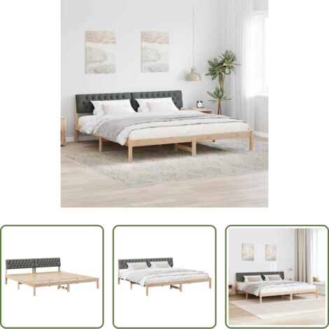 Estructura de cama -  Estructura de cama Negro y gris oscuro 200 x 200 cm