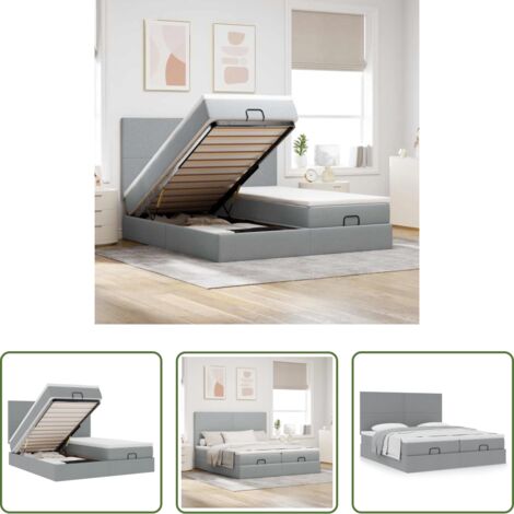 Estructura de cama -  Estructura de cama otomana colchones tela gris claro 160x200cm