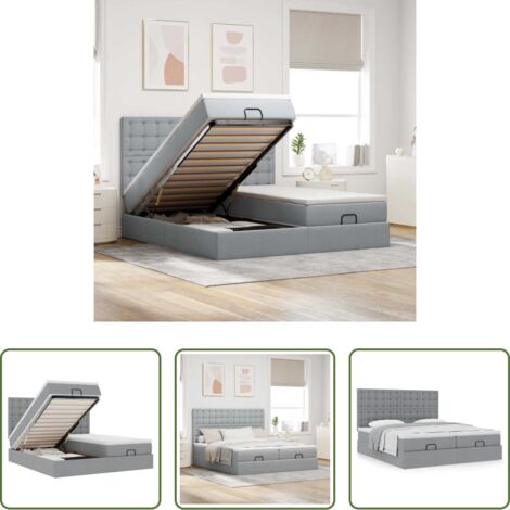 Estructura de cama -  Estructura de cama otomana colchones tela gris claro 160x200cm