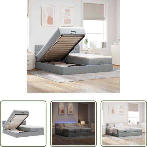 Estructura de cama -  Estructura de cama otomana colchones tela gris claro 180x200cm
