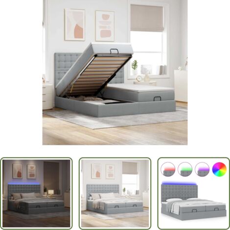 Estructura de cama -  Estructura de cama otomana colchones tela gris claro 200x200cm