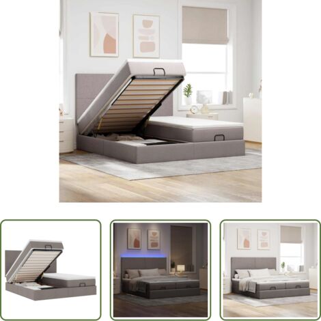 Estructura de cama -  Estructura de cama otomana colchones tela gris pardo 180x200 cm