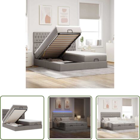 Estructura de cama -  Estructura de cama otomana colchones tela gris pardo 180x200 cm